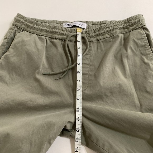 ZARA Jogger Khaki Green Mens Large Elastic Waist Drawstring Cotton Blend - Picture 14 of 16
